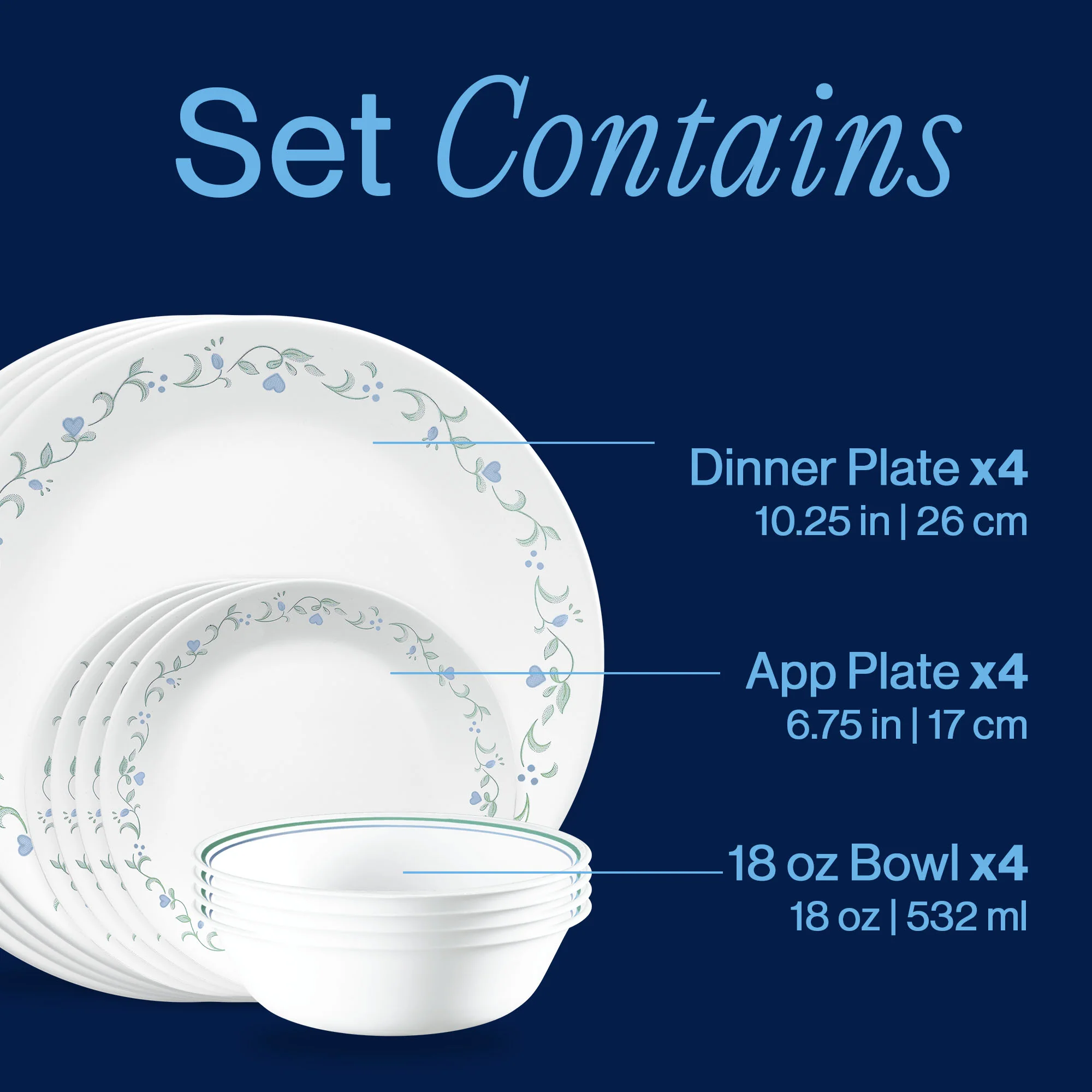 Corelle® Country Cottage 12-piece Dinnerware Set, Service for 4 - Image 3