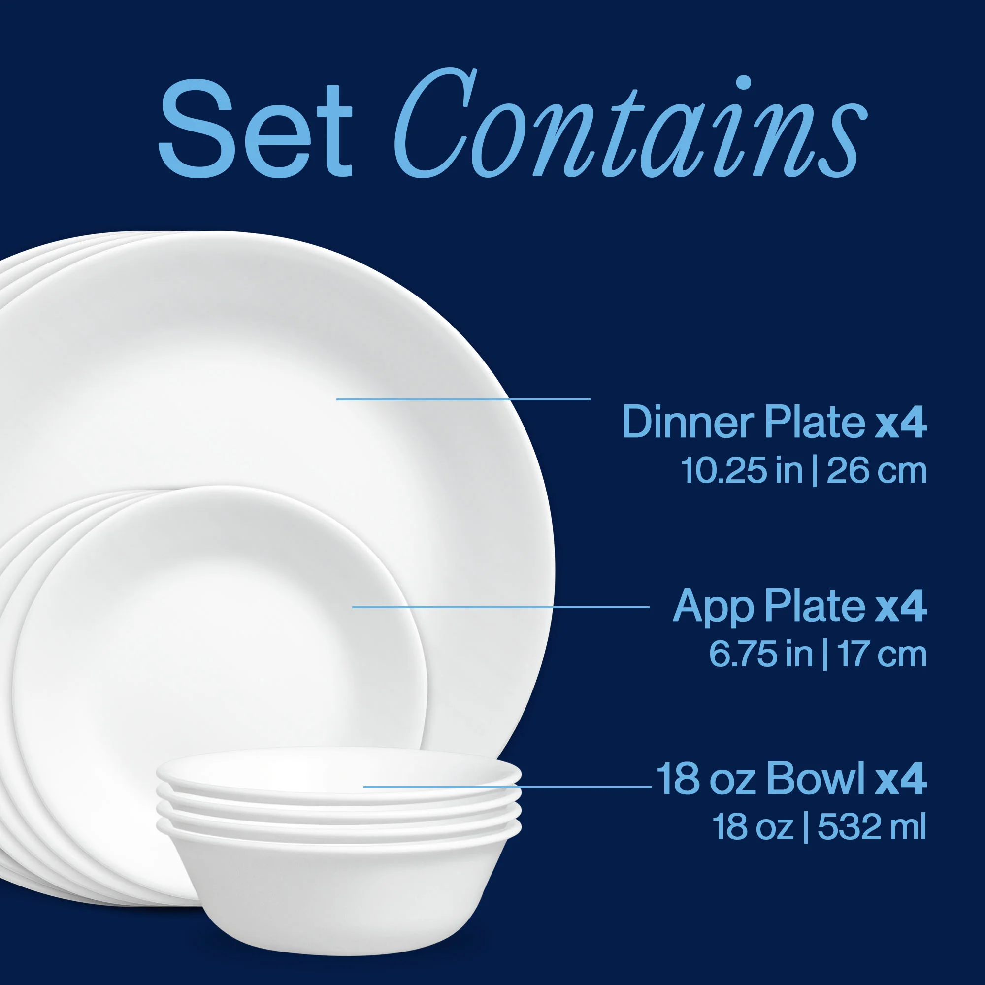 Corelle® Winter Frost White 12-piece Dinnerware Set, Service for 4 — SKU SKU00315-000-4227F9 - Image 3