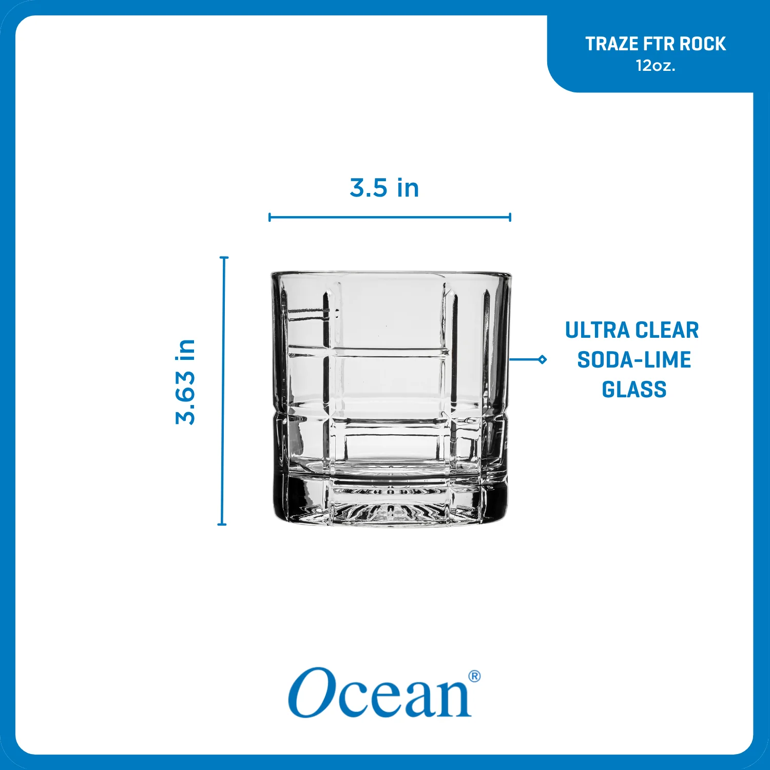 Ocean Glassware Ocean Glass Traze FTR Rocks Glasses (4-Pieces), 12-ounce, Dishwasher Safe - Image 3