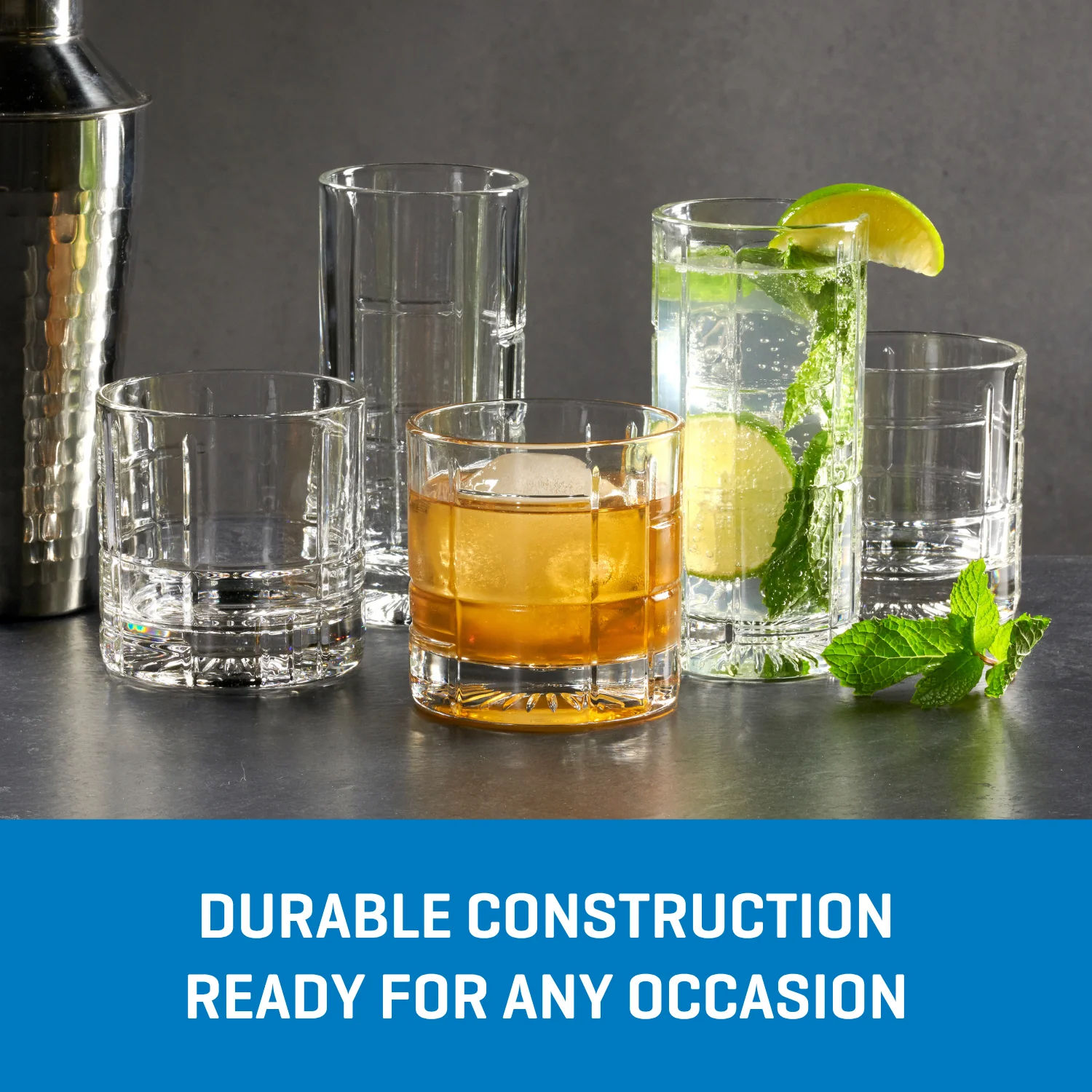 Ocean Glassware Ocean Glass Traze FTR Rocks Glasses (4-Pieces), 12-ounce, Dishwasher Safe - Image 4